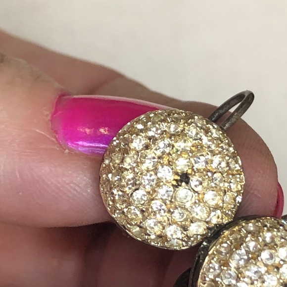 Vintage Retro Drop Clear Gem Pierced Earrings - Picture 5 of 5